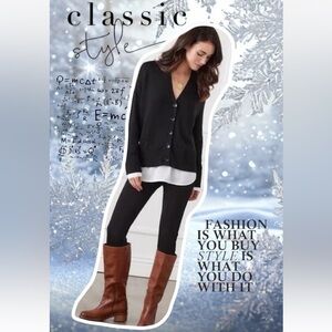 C by Bloomingdale’s Cashmere Grandfather Cardigan Sweater Black S MSRP $249